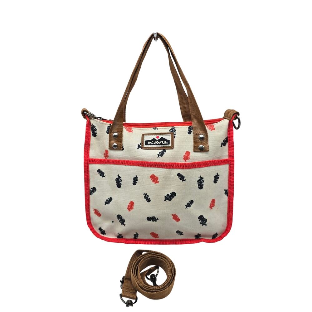 Kavu Feather Print Crossbody Tote Bag Outdoor Hiking Multicolor Travel Shopping